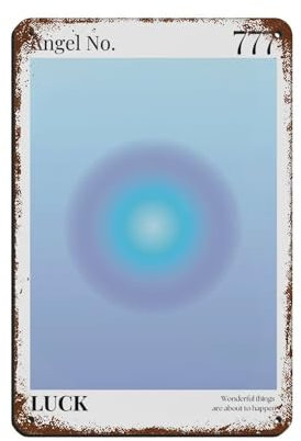AMATWI Blechschild Angel Number 777 Law of Attraction 1, Vintage-Design, Metall, Pub, Club, Café, Bar, Zuhause, Wandkunst, Dekoration, Poster, Retro, 20 x 30 cm