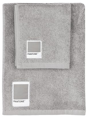 PANTONE - Asciugamani Bagno Viso e Bidet in Spugna Puro Cotone 100% Certificato OEKO-TEX, Set Asciugamani Bagno Viso e Ospite 50x100 e 40x50 Morbidi Assorbenti Validi anche come Asciugamano Palestra