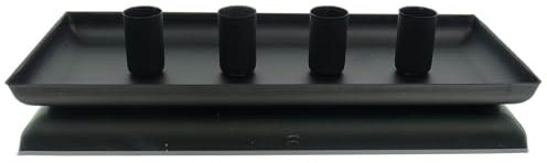 Kaemingk Deko - Tablett Schwarz mit 4 Magnetkerzenhaltern 12 x 29 cm - Metall