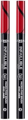 L'Oréal Paris Infaillible 36H Grip Micro-Fine Liner Obsidian, Eyeliner für ultra-feine Liner Looks, 0, 4ml (Packung mit 2)