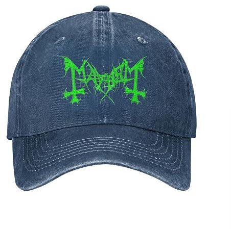OAUMJIIL Vintage Mayhem Norwegen Death Metal Band Baseballmützen für Männer Frauen Distressed Denim Washed Sun Cap Outdoor Verstellbare Passform Cap