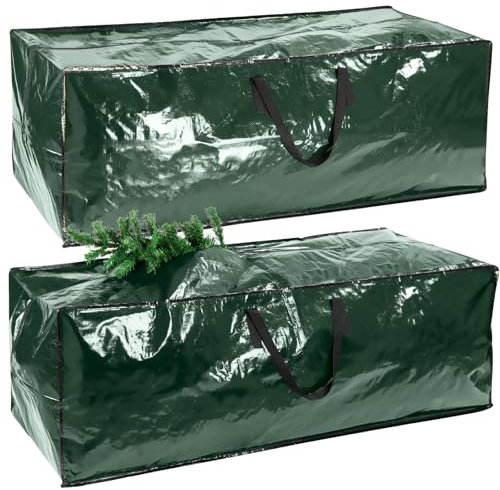 2 Pack Extra Large Christmas Tree Storage Bag Jumbo, Xmas Tree Decoration Lights Storage Bag with Handles and Zipper, Fits Up to 9ft Tall Trees, Zip Up Sack Waterproof Protects from Dust 160 CM