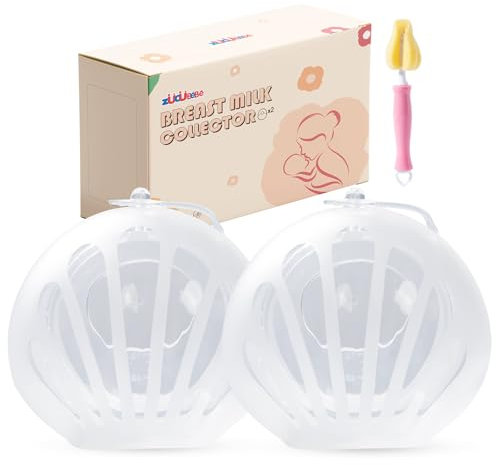 ZÜCÜBéBé 2 PCS Silicone Breast Milk Collectors for Breastfeeding，2.5oz/75ml Silicone Hands Free Breast Pump ，BPA-Free Soft Breast Shel，Breastfeeding Essentials