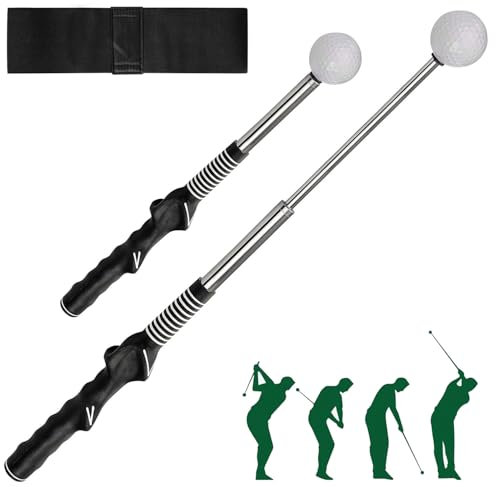 Infreecs Golf Swing Training Aid, Adjustable Golf Grip Trainer with Arm Band for Posture Correction, Retractable Golf Alignment Sticks for Men Women Kids Indoor & Outdoor Practice