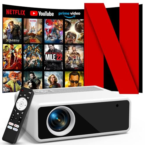 Smart Beamer【Official Netflix/Elektrischer Fokus/Auto Trapezkorrektur】 AKATUO Heimkino Projektor, Native 1080P, 4K Unterstützt, WiFi6 Bluetooth, Video Beamer Bullet-in Lautsprecher für Phone/Outdoor
