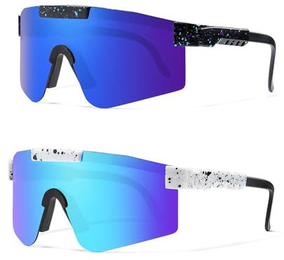 YANGUN Sonnenbrille Fahrradbrille, 2PCS Fahrrad Sonnenbrille, Fahrradbrille Herren Damen, Schnelle Brille Rave, FahrradbrillePolarisiert UV400 Sport Sonnenbrille für Outdoorsport Radfahren Fahren (B)