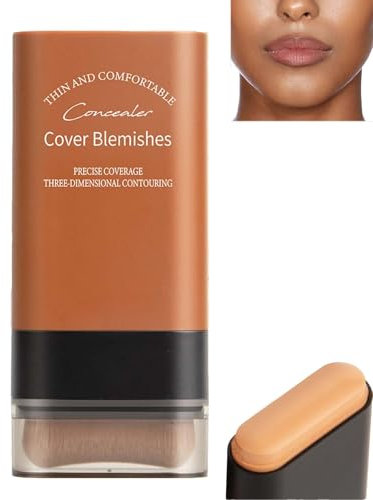 Vivien Beauty Foundation Stick,2-in-1-Foundation-Stick mit Pinsel,Double Head Foundation Make-up Stick, langanhaltendes,Natürlich Mattes Finish,Wasserfest, für Alle Hauttypen (Dunkle Weizenfarbe, 20G)