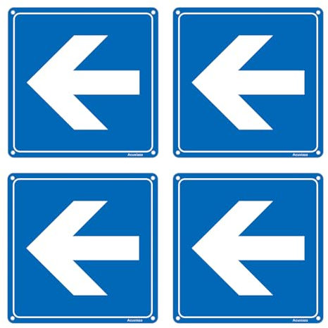 Acuxiaza 4 pièces flèche panneau en aluminium 15 x 15 cm panneau flèche directionnelle en autocollant flèche signalisation routière panneau pour extérieur et intérieur avec trous