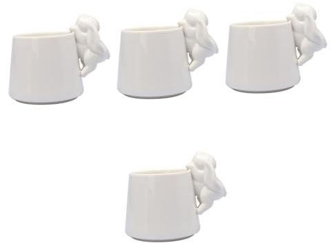 Cabilock 4 Piezas taza de café de conejo vasos de te tazas de desayuno tazas para regalar infusor té llevar taza de agua delicada taza de leche taza de café con leche cerámica