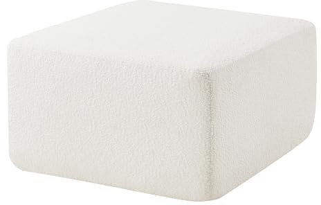 [en.casa] Sofa-Modul Hurvas Hocker Longchair Sofa-Element Bouclé gepolstert 45 x 73 x 73 cm Couch-Element Cremeweiß