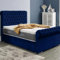 MOORCROFT BEDS Chesterfield Sleigh Bed Frame With Mattress And Headboard - Upholstered in Plush Velvet - No Storage (Blue, 6FT Super King Frame WIth Mattress)