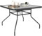 Outsunny 100 cm Square Dining Table with Parasol Hole, Outdoor Coffee End Side Table with Tempered Glass Top, Steel Frame for Garden, Patio, Black