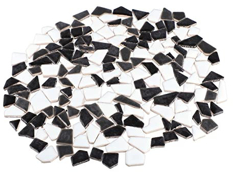 DECORNIJIA 200g Piastrelle Mosaico Irregolari Smaltate Per Diy Pietre Decorative Colori Misti Nero Bianco Grigio Materiale Sicuro e Superficie Lucida Per Artigianato e Decorazioni Casa