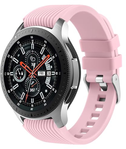 Bracelet Compatible avec Samsung Galaxy Watch 3 45mm/Galaxy Watch 46mm/Huawei GT 2 46mm, 22mm Souple Silicone Bracelets Remplacement pour Samsung Gear S3 Frontier pour Hommes Femmes (Rose)