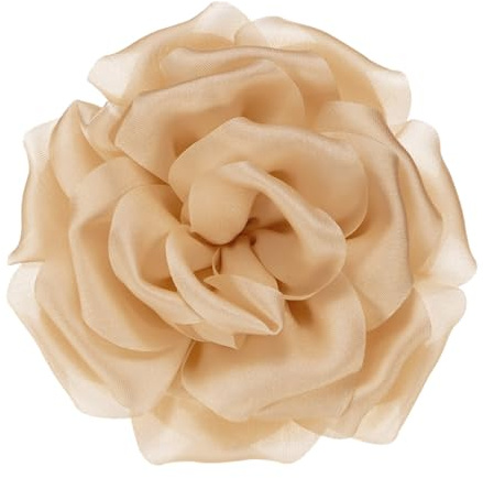M METERXITY Broches de flores de rosa para mujer, hechos a mano, delicados pines de solapa de tela de satén con peonías grandes