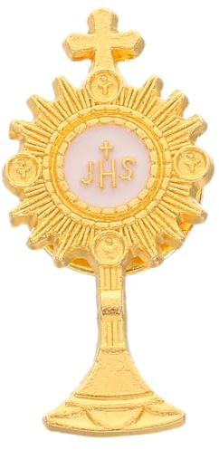 Ciieeo First Holy Communion Chalice Brooch Enamel Pin Religious Cross Lapel Pin for Jewelry Party Decorations