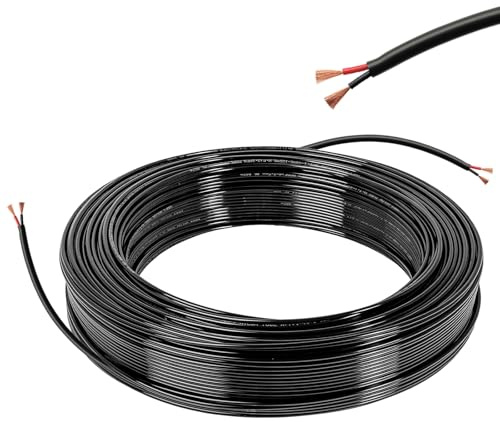 Cable Eléctrico 2 Hilos 2×0,5mm² 10M 20AWG 12V 24V 300V Cable Eléctrico | Cable Eléctrico de 2 Núcleos Cobre PVC Revestimiento Extensión 2 Conductores para Lámparas LED Automoción y Exteriores Negro
