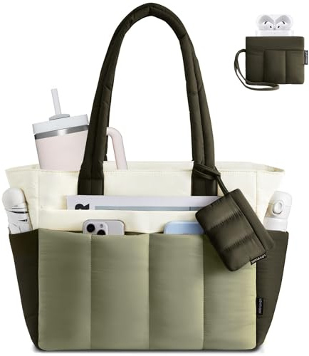 LOVEVOOK Shopper Tasche Handtasche Damen Groß, Leicht Arbeitstasche 15,6 Zoll Puffer Tote Bag, Daily Shopper Einkaufstasche Strandtasche mit Vielen Fächern, Handbags Women für Arbeit Reise Fitness