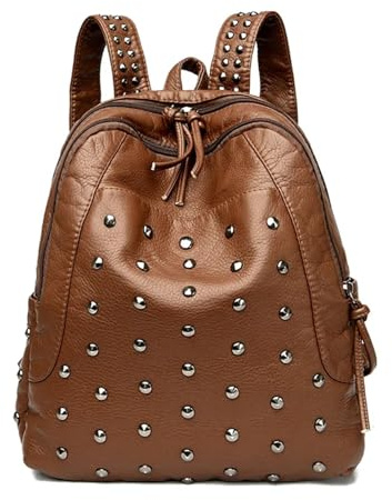 Vintage Damen-Rucksack mit Nieten, weiches Leder, for Freizeitreisen, große Kapazität, Schultaschen for Mädchen im Teenageralter