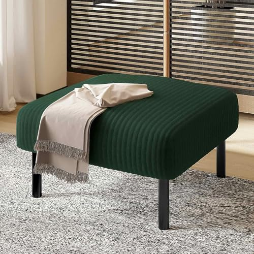 EURHCIO Repose Pied Salon,Tabouret en Velours Côtelé,Repose Pied Canape,Structure Métal,pour Salon Bureau Chambre (Vert, Pouf)