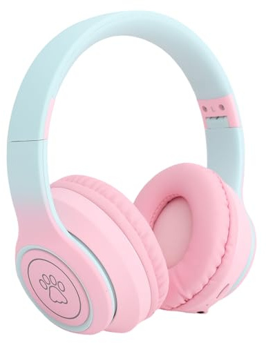 Luocute Headphone, ANC Active Noise Cancelling Over Ear Wireless Headset with Built in Microphone and 3.5mm Wired Connection, for Gaming Sports Home Office Travel (Pink)