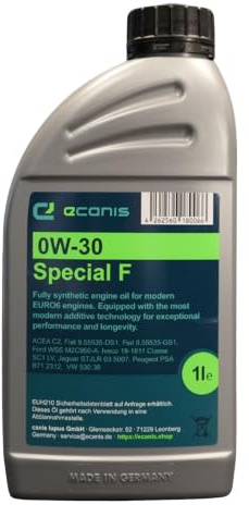 ECANIS Special F Motoröl 0W-30 C3 SN, HC-Öl für PKW, 1L | Vollsynthetisches Hydrocrack-Öl, ACEA C3, API SN, BMW Longlife-04, Porsche C30, für Motorleistung & Schutz, Made in Germany