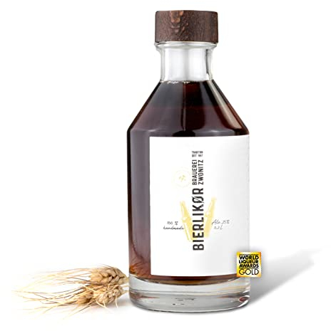 Brauerei Zwönitz Erzgebirgischer Bierlikör 0,2 L Glasflasche/vollaromatischer Bier Likör aus Zwönitzer Ziegenbock Bier/Alkohol Geschenke aus Sachsen/Bier Geschenke für Männer/Bierschnaps