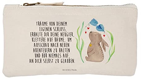 Mr. & Mrs. Panda Schminktasche Hase Blume Größe S Klein - Ostergeschenke, Osterdeko, Geschenk, Osterhase, Kosmetiktasche Für Handtasche, Geburtstag,