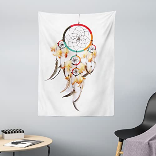 ABAKUHAUS Tribal Wandteppich, Retro Style Bohemian Dreamcatcher Bild Indigene Kultur Feder, aus Weiches Mikrofaser Stoff Wand Dekoration Für Schlafzimmer, 110 x 150 cm, Multicolor