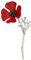 Beito Unisex Mohnblumen-Blumen-brosche Revers Abzeichen Pin Roter Kristall Broschen Gedenktage Geschenke