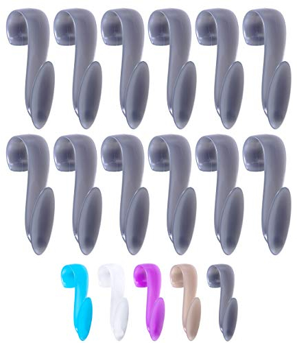 WELLGRO 12x Rundheizkörperhaken - Top Qualität Made IN Germany - Haken für Handtuch - Heizkörperhaken - Handtuchhaken - Farbe wählbar, Farbe:Grau