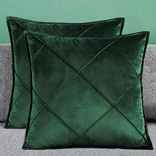 Matty-LZ Samt Einfach Weicher Kissenbezug Hochwertige Qualität Set, Dekorativ Sofa Kissenbezug Kissen Kissenhülle (20x20 Zoll / 50x50 cm, Grün (2er Set))