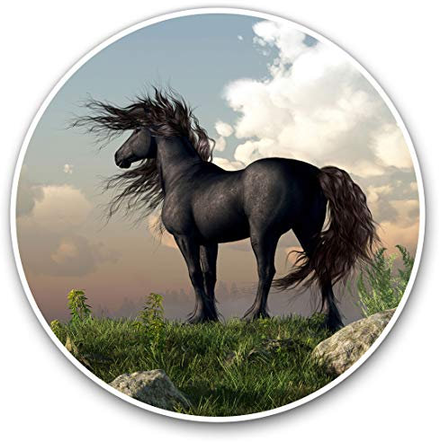 2 x 30cmVinyl Stickers - Fantasy World Black Horse Art Decals for Car Van Luggage Scrap Book Fridge #15701