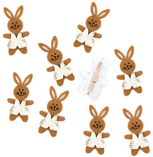 Logbuch-Verlag 9 Osterhasen Klammern 7,5 cm Holzklammern mit Filz Hase Osterdeko Ostergeschenk Deko Osternest Minihase