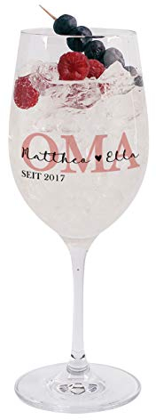 Herz & Heim® Weinglas mit Aufdruck - Geschenk für Oma - super Geburtstagsgeschenk