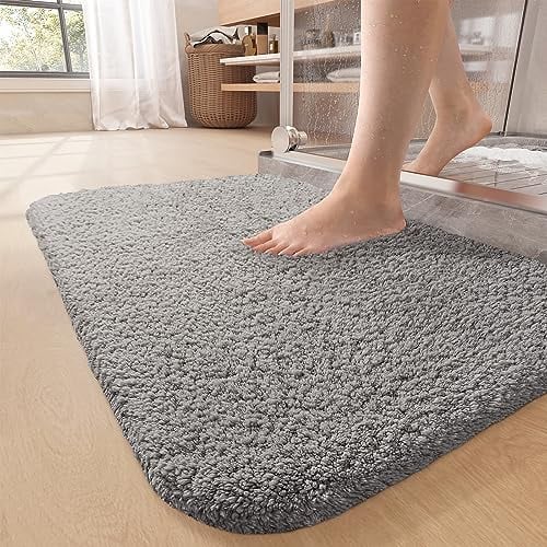 Color G Badezimmerteppich 50 x 80cm, rutschfest Badematte, Badvorleger rutschfest waschbar, Badteppich Saugfähig Flauschig, Badematten Badteppiche für Badezimmer Badewanne (Grau)