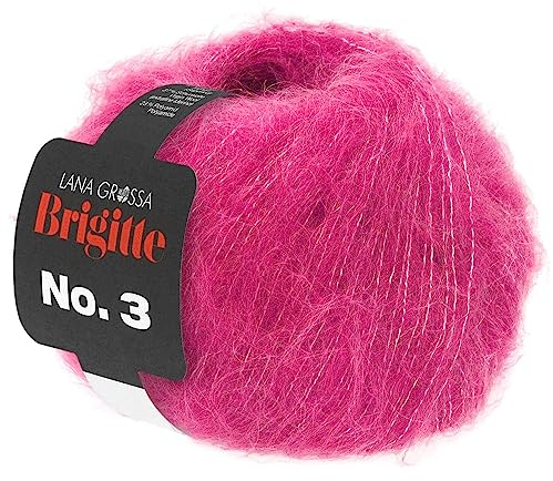 LANA GROSSA Brigitte Nr.3 | Super weiche, volumige Mohairmischung | Handstrickgarn aus 20% Mohair (Super Kid), 57% Schurwolle (Merino) & 23% Polyamid | 25g Wolle zum Stricken & Häkeln | 100m Garn