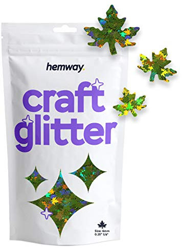 Hemway Craft Glitter - Maple Leaf Shaped 50g Lime Green Holographic | Metallic Sequin for Resin & Epoxy Crafts | Supplies for Tumblers, Cards, Jewellery, Candle, Hair, Face, Body & Nail Art