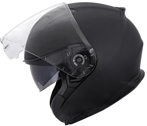 Zorax Matt Black XL (61-62cm) ZOR-602 Double Sun Visor Open Face Motorbike Motorcycle Helmet Road Legal ECE 2206