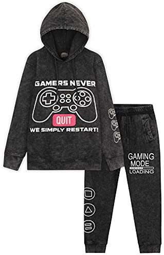 CityComfort Jogginganzug Kinder Jungen, Jogginghose Jungen und Hoodie Jungen Set, Gaming Trainingsanzug Kinder Jungen, 110-176 (5-6 Jahre, Anthrazit)