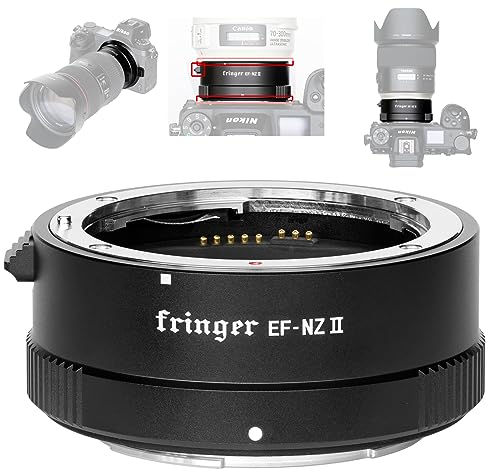 Fringer EF-NZ II (FR-NZ2) Adapterring Autofokus für EOS EF Objektiv auf NZ Mount Z6II Z7II Z7 Z6 Z5 Z50 ZFC Z9 Z8 Kameras Adapter, Staub- und tropffest (Wetterschutz); ohne Sockel.