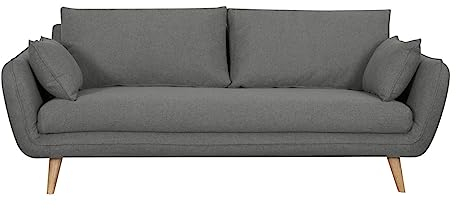 Miliboo Skandinavisches Sofa, 3-Sitzer, Grau / Anthrazit