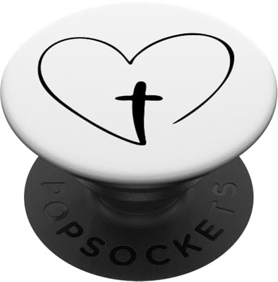 Christian Inspirational Pop Socket - Jesus Cross And Heart PopSockets Adhesive PopGrip