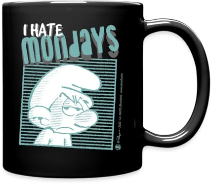 Spreadshirt Die Schlümpfe Ich Hasse Montage Spruch Tasse Tasse Einfarbig, One size, Schwarz