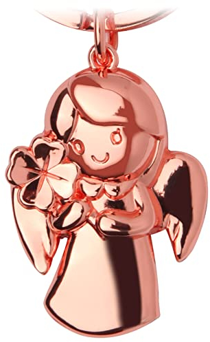 Schutzengel Schlüsselanhänger,Vierblättriges Kleeblatt Engel Anhänger aus Metall,Deine Auto Partner,Glücksbringer Anhänger,Geschenk Auto Führerschein,Zinklegierung, Glänzend Verchromt Roségold