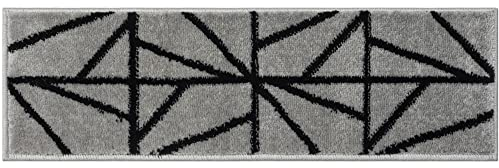 Glary Home 15er Set Stufenmatten 22cm x 71cm x 1.2cm Treppenteppich Selbstklebend / GH39A-BGRY (Dreiecksmuster, Schwarz - Grau)