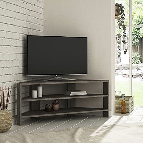 HOCUS PICUS TV-Eckschrank-Möbel | TV-Schrank für Fernseher bis zu 32 Zoll - Minimalistischer Stil in Dunkler Kaffee