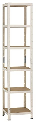 Dysell Schwerlast-Regal 200x40x40 (6HB/146) - Weiß - 6 extrastarke HDF-Böden - 876kg Tragkraft - Steckregal für Lager, Garage, Keller, Werkstatt