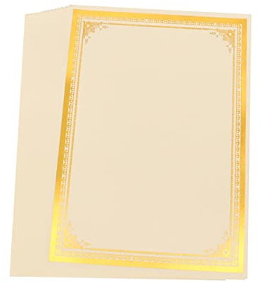 HAPINARY 8 Blätter A4 Zertifikat Innenseiten Papier Goldenes Urkundenpapier Druckerpapier Goldfolie Urkunden Blanko Zertifikat Leer Zertifikatpapier Goldrand Klebstoff Bronzieren
