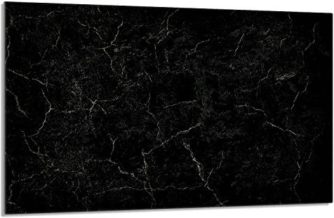 Herdabdeckplatte 80x52 cm 1-teilig Ceranfeldabdeckung Induktion Herdschutz Spritzschutz Glasplatte Deko Schneidebrett, Marmor Schwarz